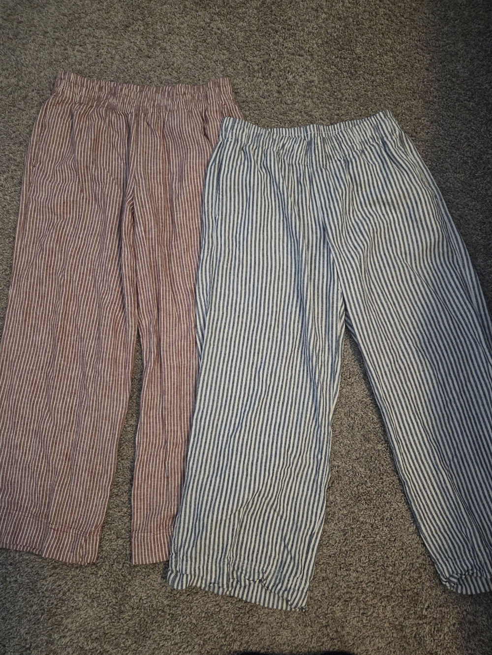 Old Navy Linen Striped Pants - Blue and Red Pair